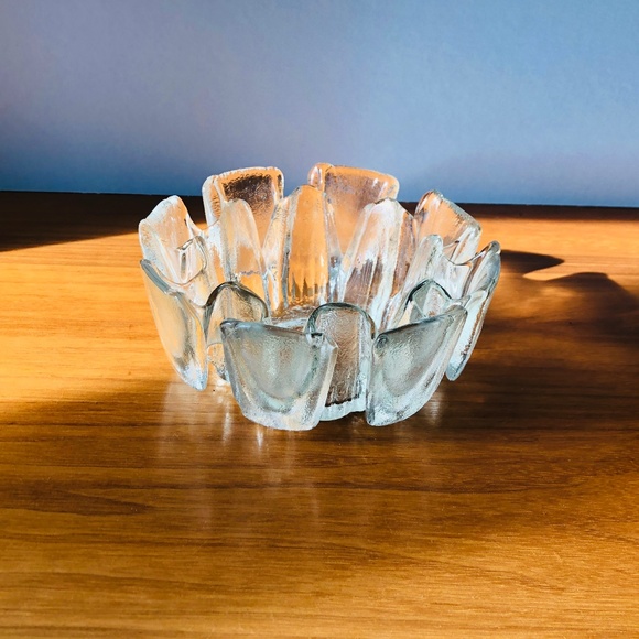 Scandinavian Humppila Ice Glass Textured Bowl, Vintage 1970’s, Made In Finland - Picture 3 of 4